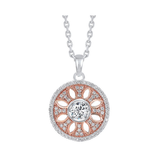 Silver White Rose Pendant