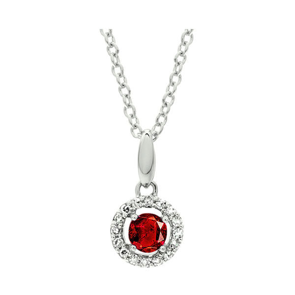 10Kt White Gold Diamond 1/20Ctw & Ruby 1/4Ctw Pendant