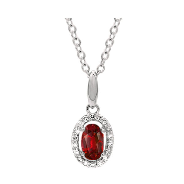 10Kt White Gold Diamond 1/20Ctw & Ruby 1/3Ctw Pendant