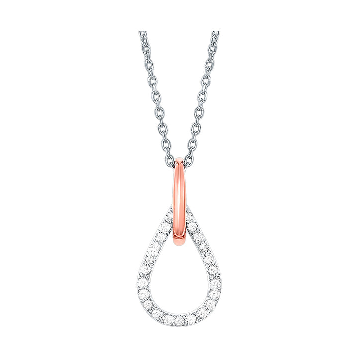 14Kt White Rose Gold Diamond 1/15Ctw Pendant