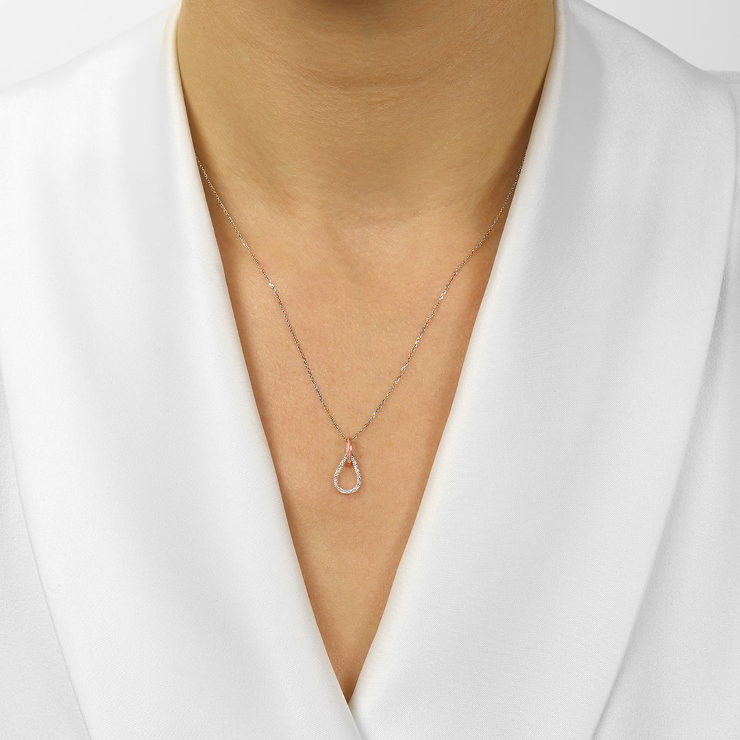 14Kt White Rose Gold Diamond 1/15Ctw Pendant