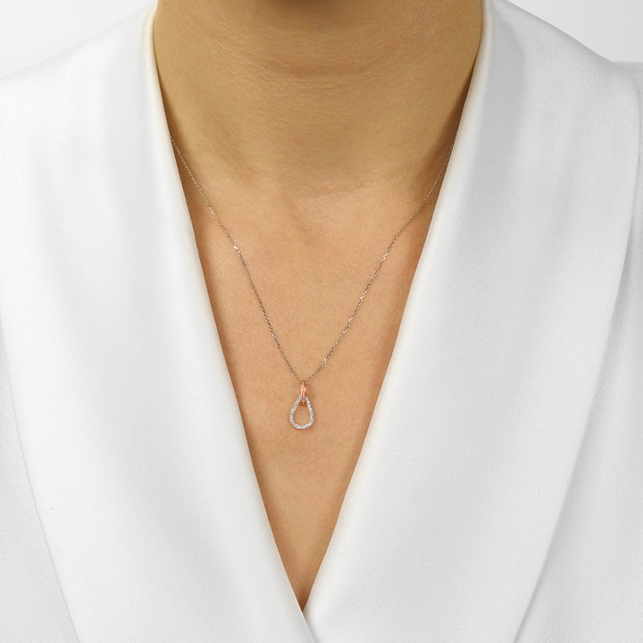 14Kt White Rose Gold Diamond 1/15Ctw Pendant