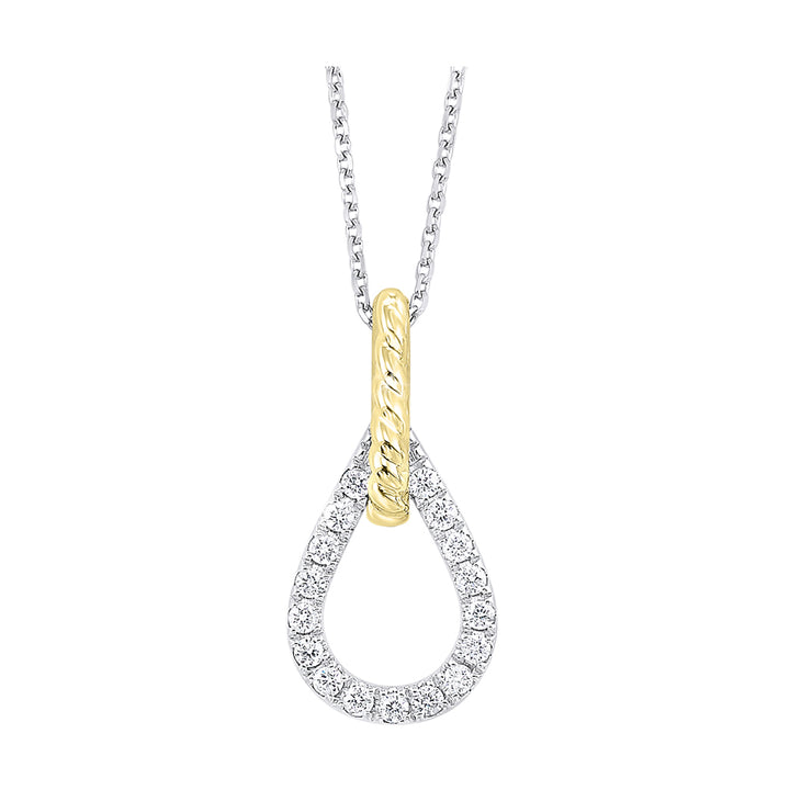 14Kt White Yellow Gold Diamond 1/7Ctw Pendant