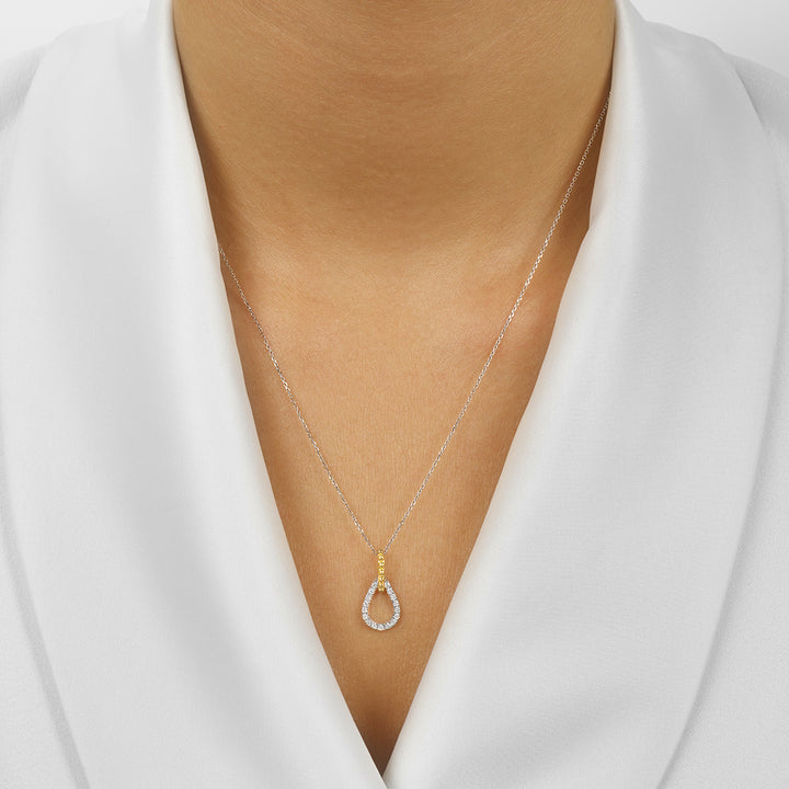 14Kt White Yellow Gold Diamond 1/7Ctw Pendant