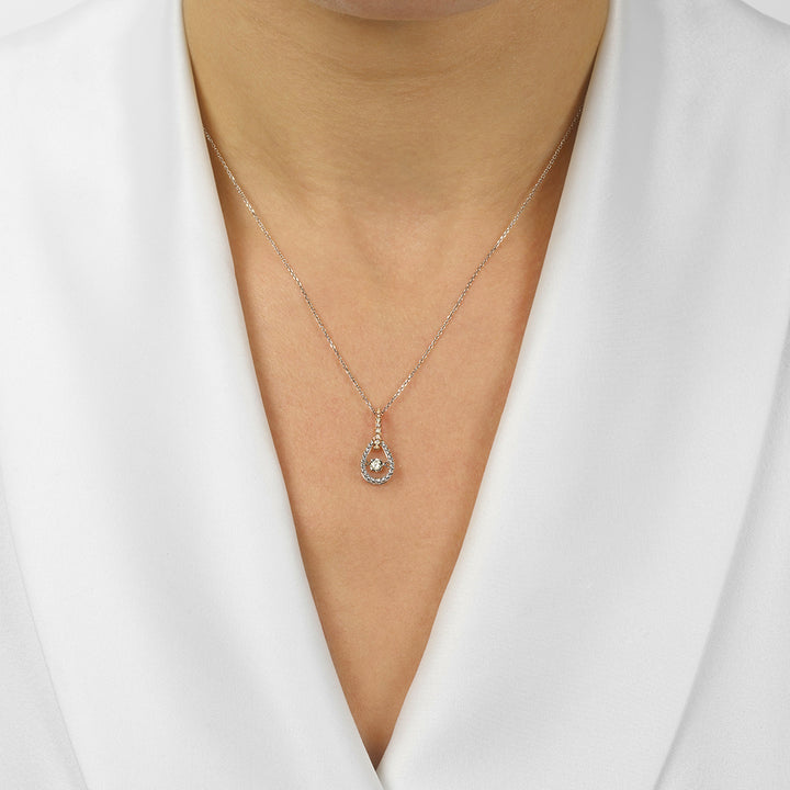 10Kt White Rose Gold Diamond 1/10Ctw Pendant