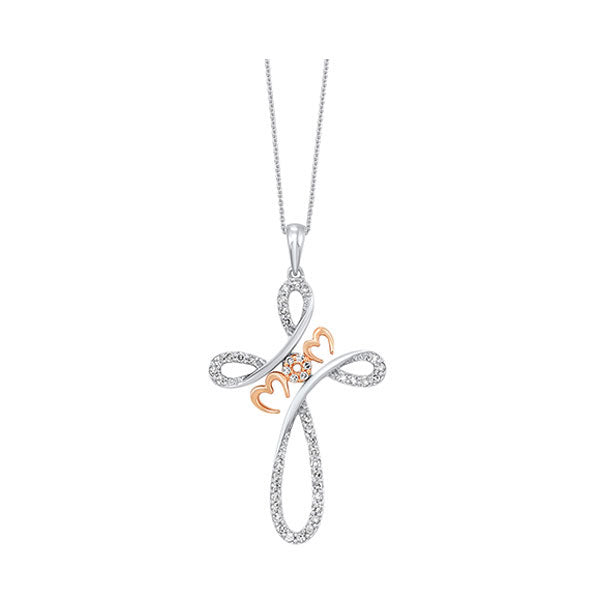 Gold Silver White Rose Diamond 1/3Ctw Pendant