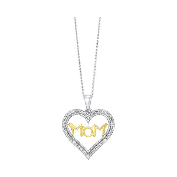 Gold Silver White Yellow Diamond 1/5Ctw Pendant