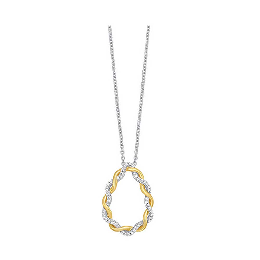 10Kt White Yellow Gold Diamond 1/7Ctw Pendant