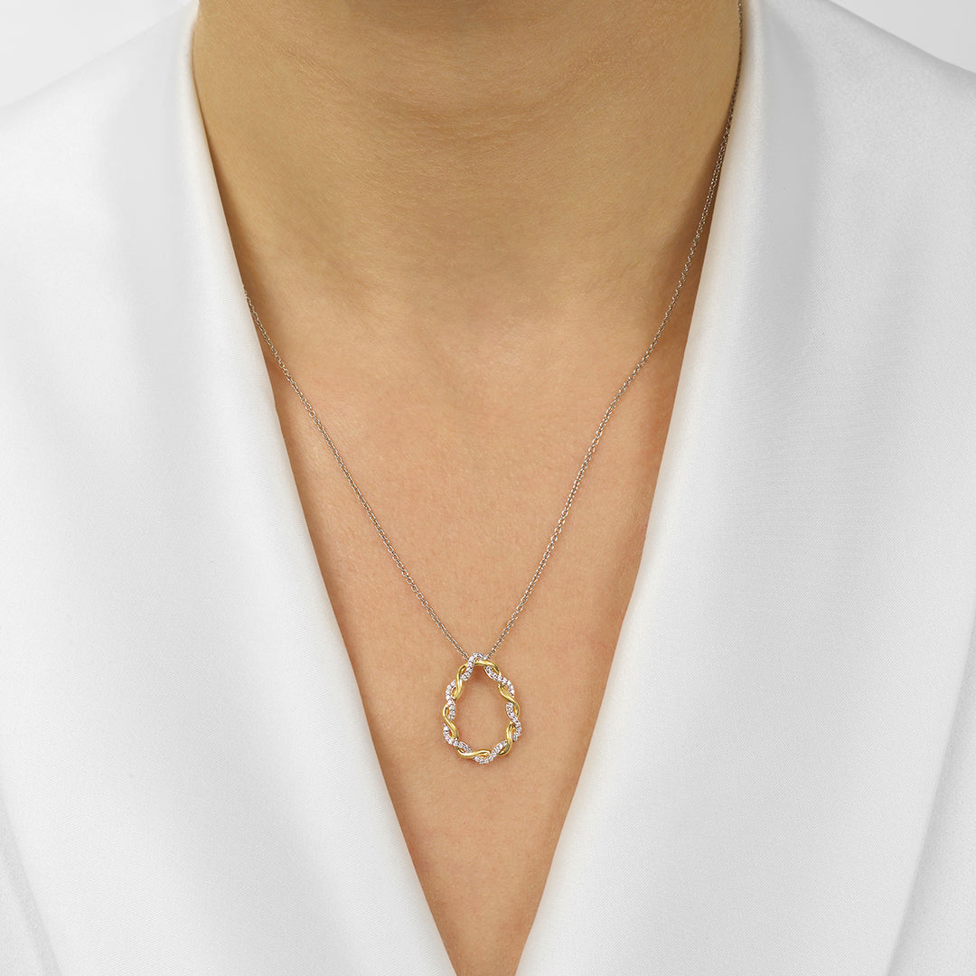 10Kt White Yellow Gold Diamond 1/7Ctw Pendant