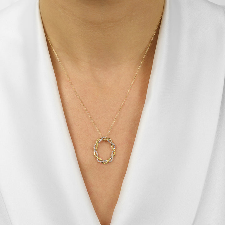 10Kt White Yellow Gold Diamond 1/6Ctw Pendant