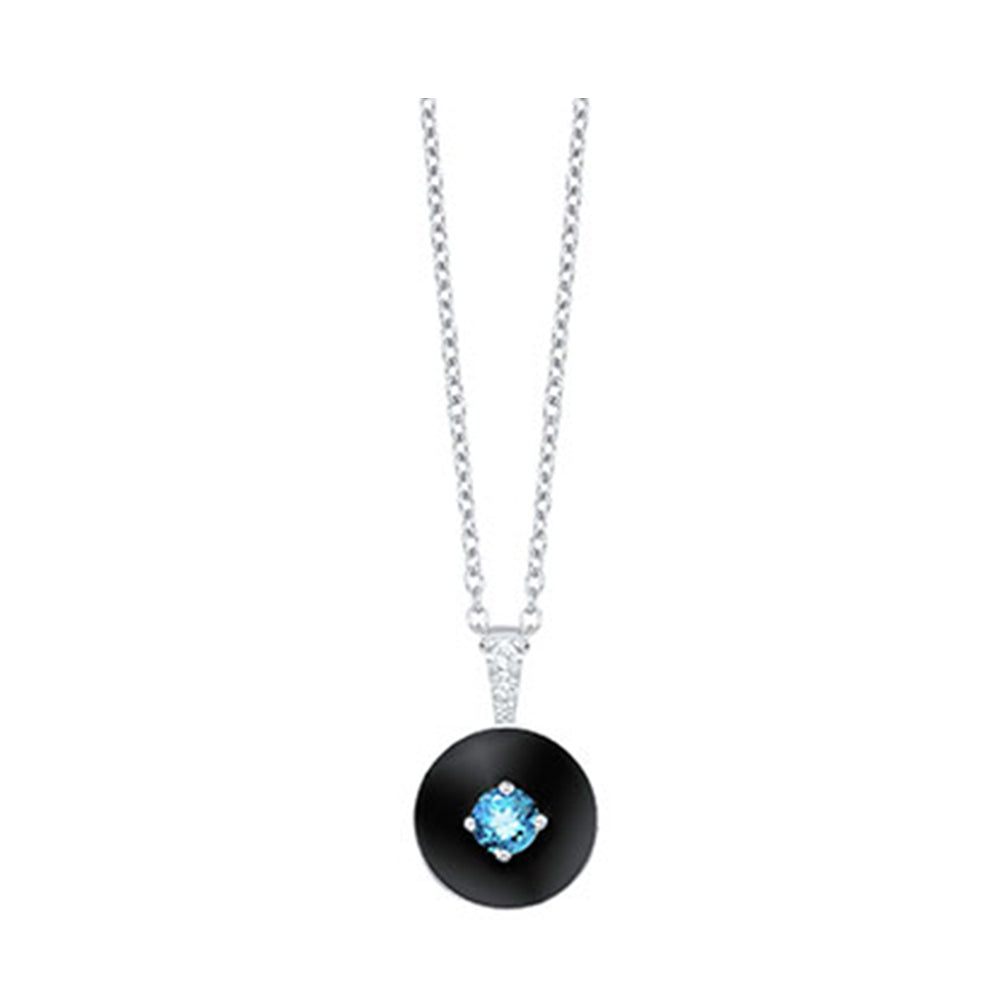 Silver Sapphire-White Topaz 1/3Ctw Pendant