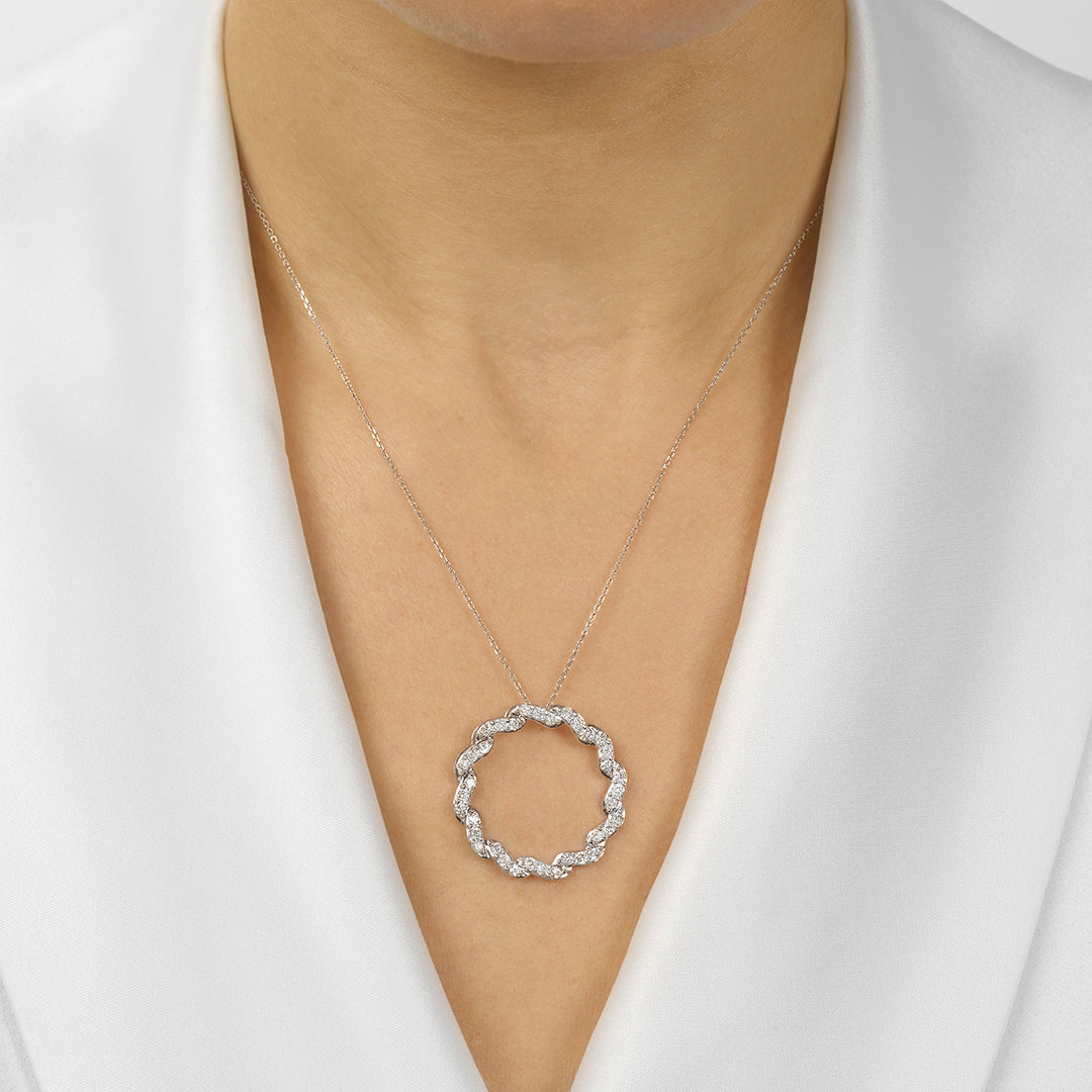 14Kt White Gold Diamond 1Ctw Pendant