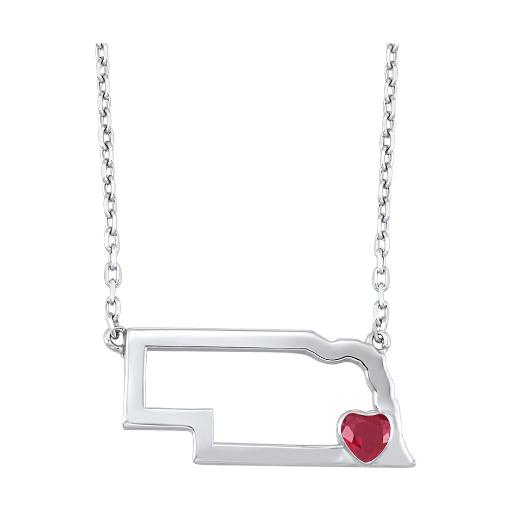 14Kt White Gold Ruby 1/7Ctw Pendant