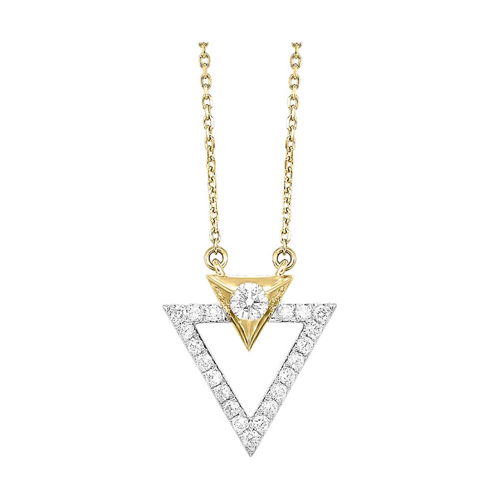 14Kt White Yellow Gold Diamond 1/4Ctw Pendant