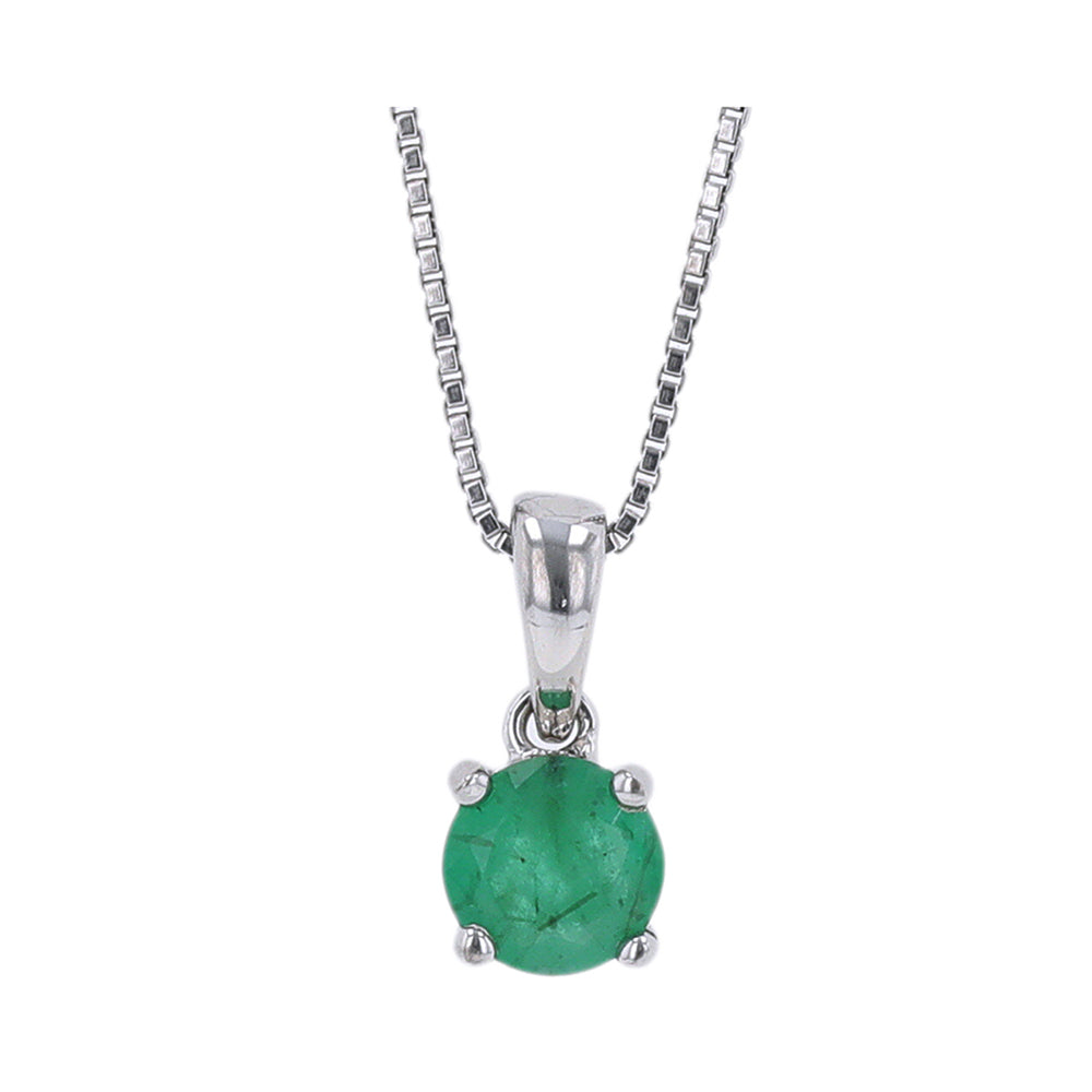 Silver Created-Emerald 1/2Ctw Pendant
