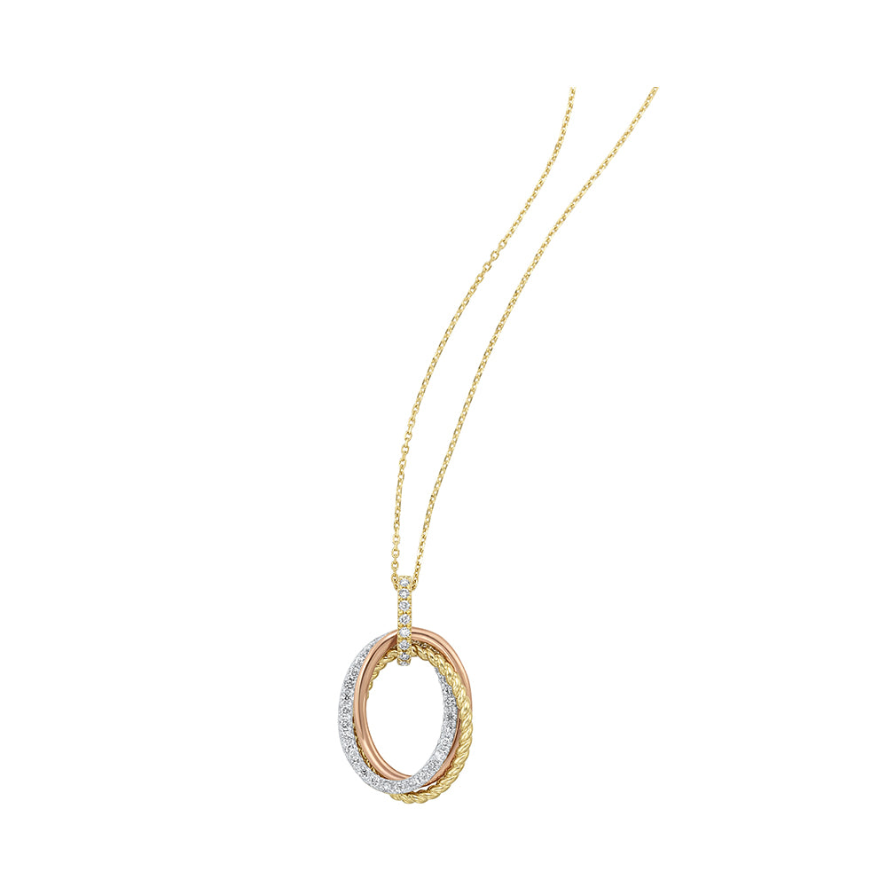 14Kt Tricolor Diamond 1/3Ctw Pendant