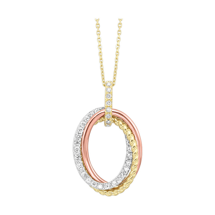 14Kt Tricolor Diamond 1/3Ctw Pendant
