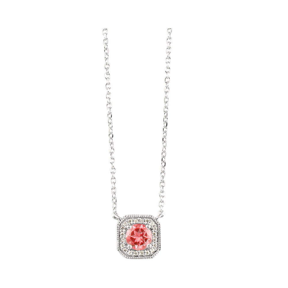 10Kt White Gold Diamond 1/15Ctw & Ruby 1/3Ctw Pendant