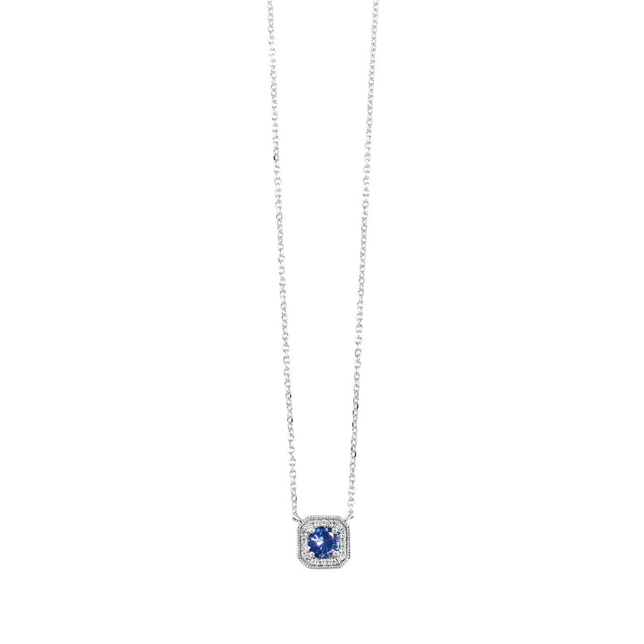 10Kt White Gold Diamond 1/15Ctw & Syn Alexandrite 1/3Ctw Pendant