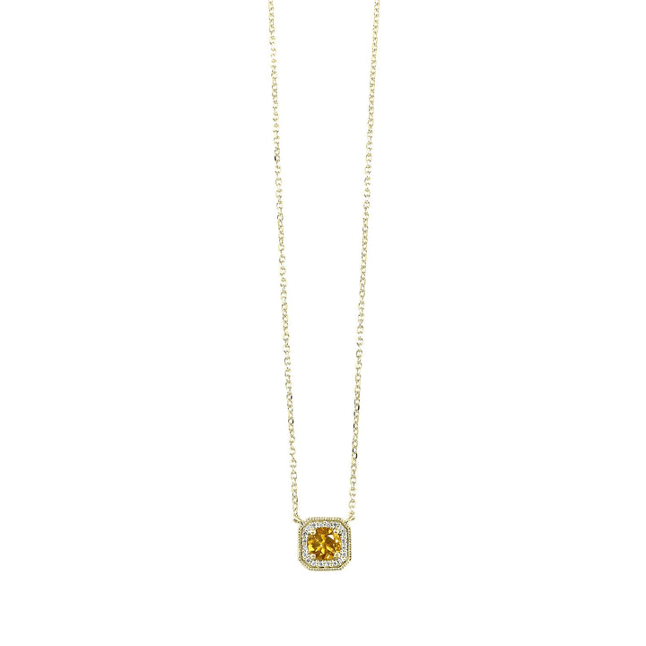 10Kt Yellow Gold Diamond 1/15Ctw & Citrine 1/2Ctw Pendant