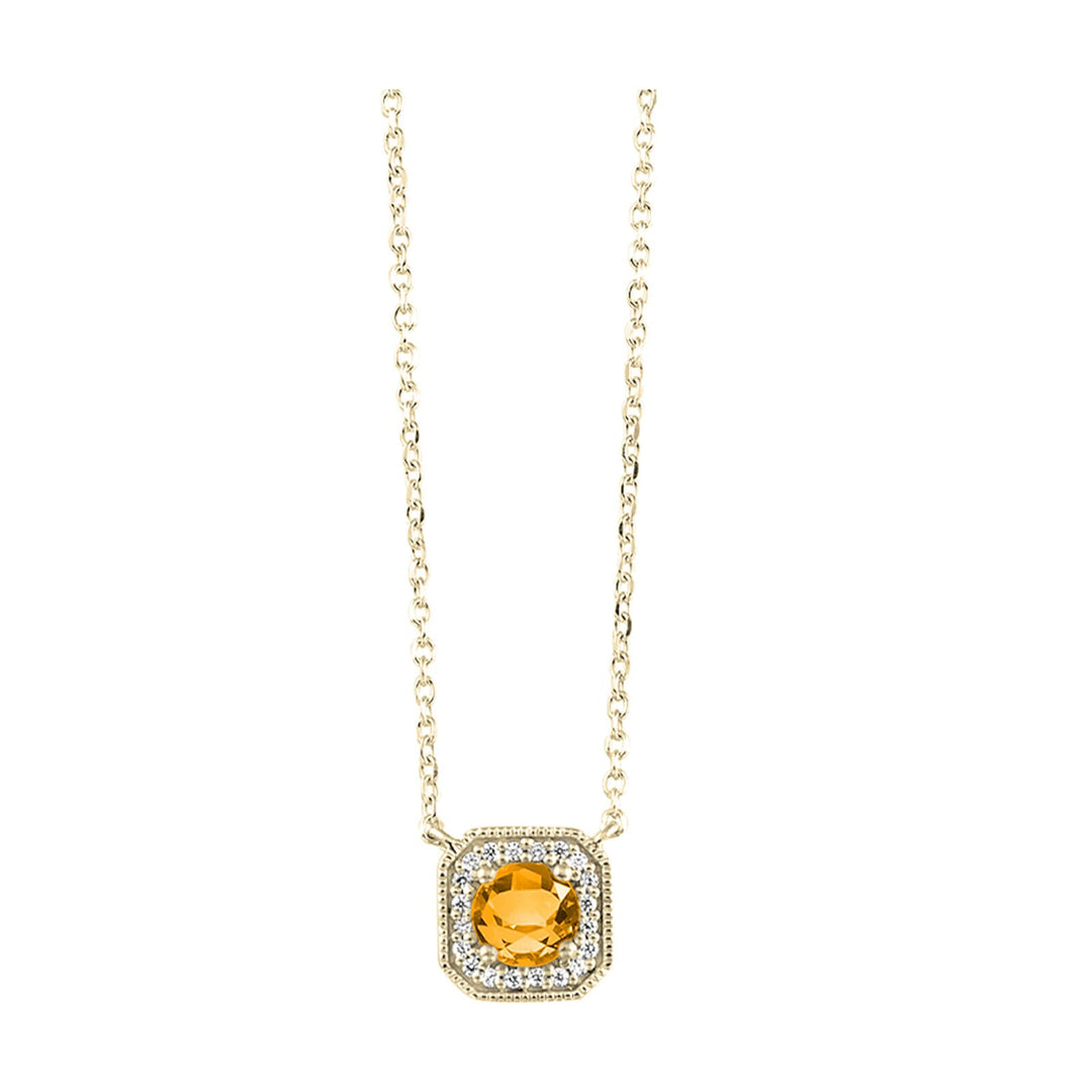 10Kt Yellow Gold Diamond 1/15Ctw & Citrine 1/2Ctw Pendant