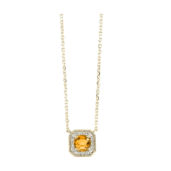 10Kt Yellow Gold Diamond 1/15Ctw & Citrine 1/2Ctw Pendant