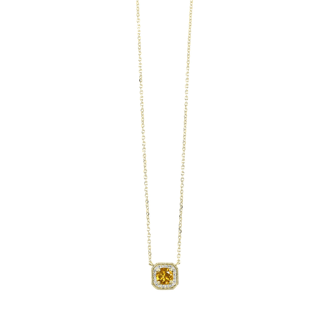 10Kt Yellow Gold Diamond 1/15Ctw & Citrine 1/2Ctw Pendant