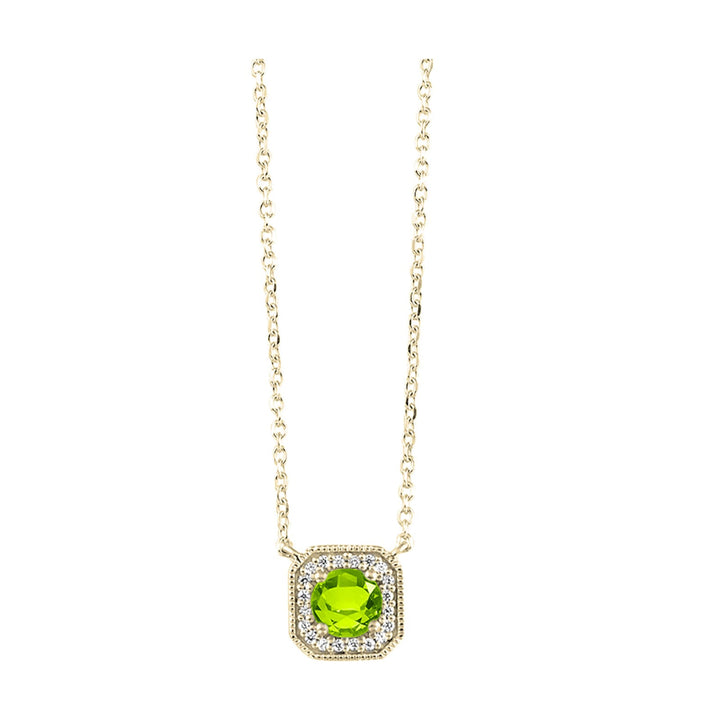 10Kt Yellow Gold Diamond 1/15Ctw & Peridot 1/2Ctw Pendant