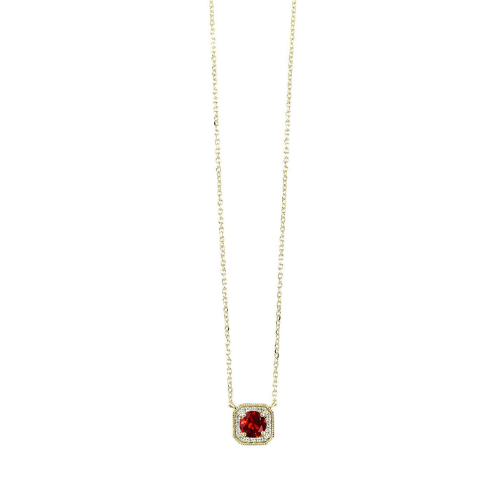 10Kt Yellow Gold Diamond 1/15Ctw & Garnet 5/8Ctw Pendant