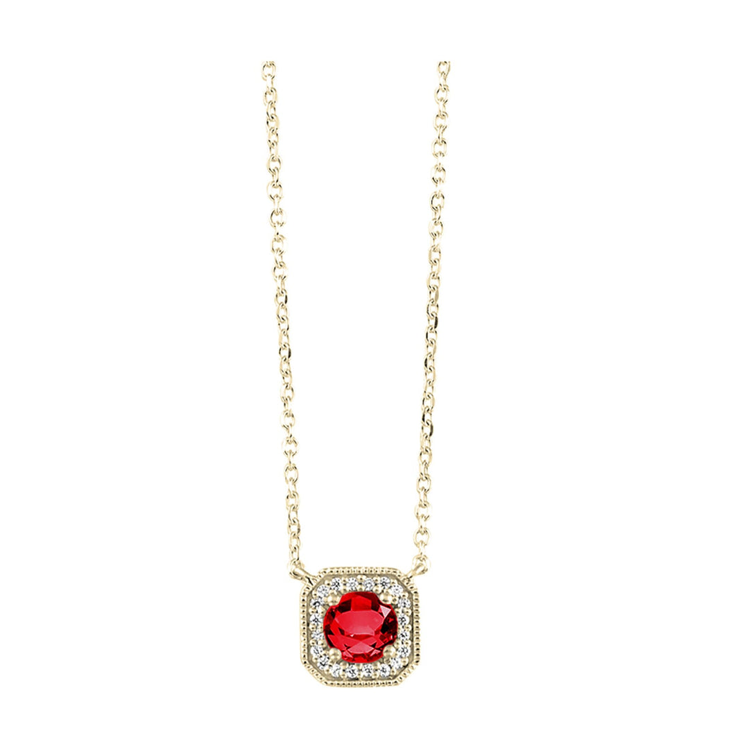 10Kt Yellow Gold Diamond 1/15Ctw & Garnet 5/8Ctw Pendant