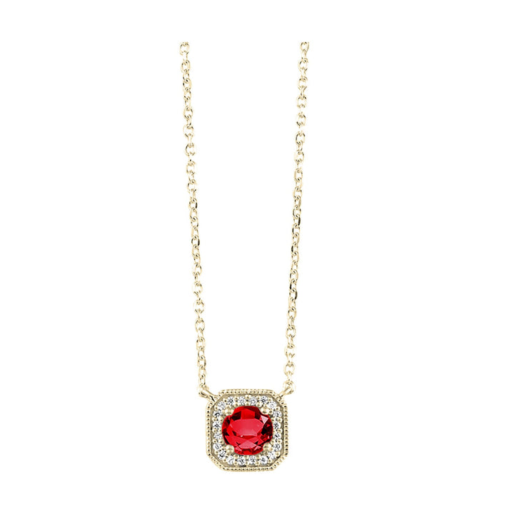 10Kt Yellow Gold Diamond 1/15Ctw & Garnet 5/8Ctw Pendant