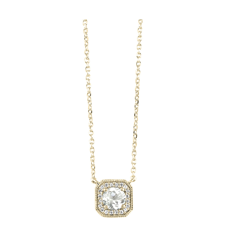 10Kt Yellow Gold Diamond 1/15Ctw & White Topaz 3/8Ctw Pendant