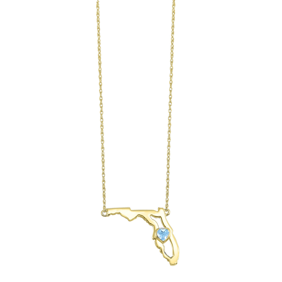 14Kt Yellow Gold Blue Topaz 1/7Ctw Pendant
