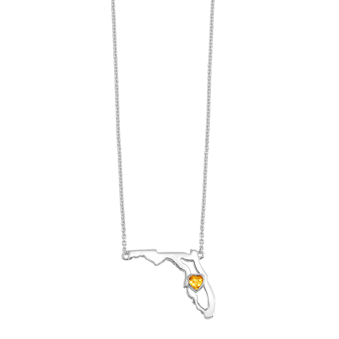 Silver Orange Sapphire 1/7Ctw Pendant