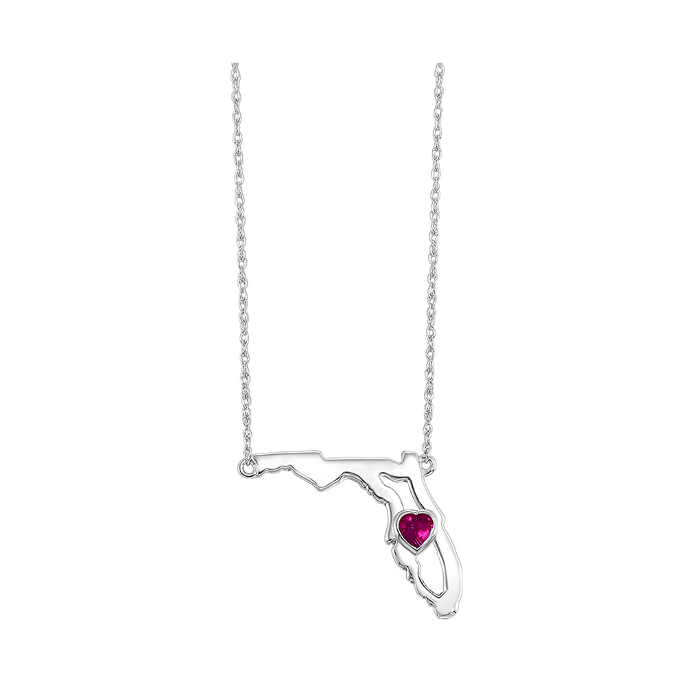14Kt White Gold Ruby 1/6Ctw Pendant