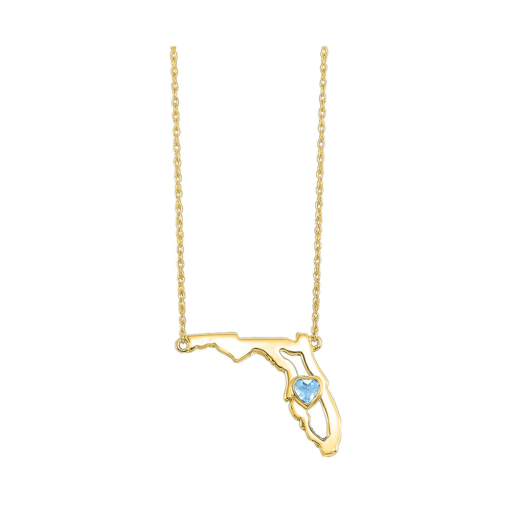 14Kt Yellow Gold Blue Topaz 1/7Ctw Pendant