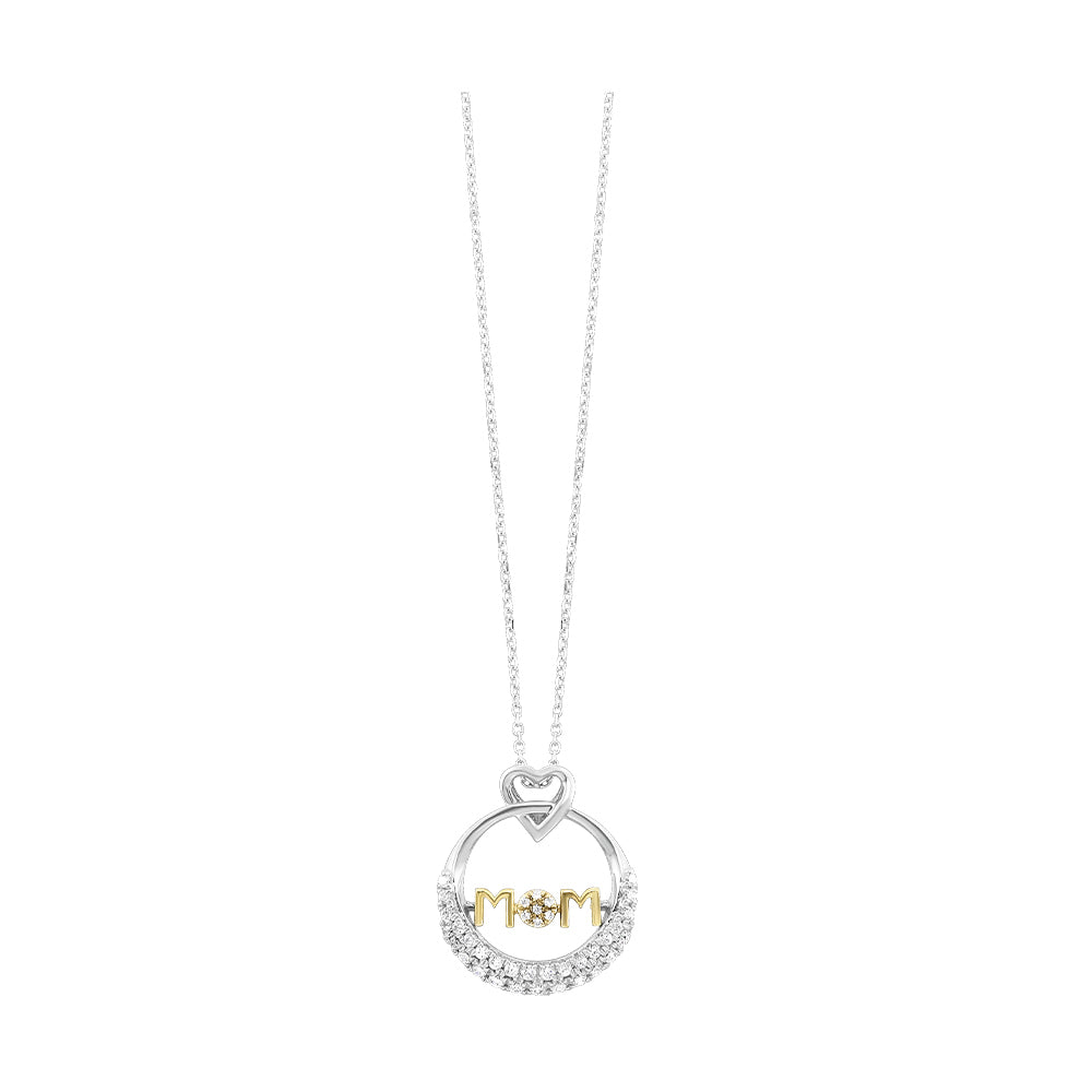 Gold Silver White Yellow Diamond 1/5Ctw Pendant