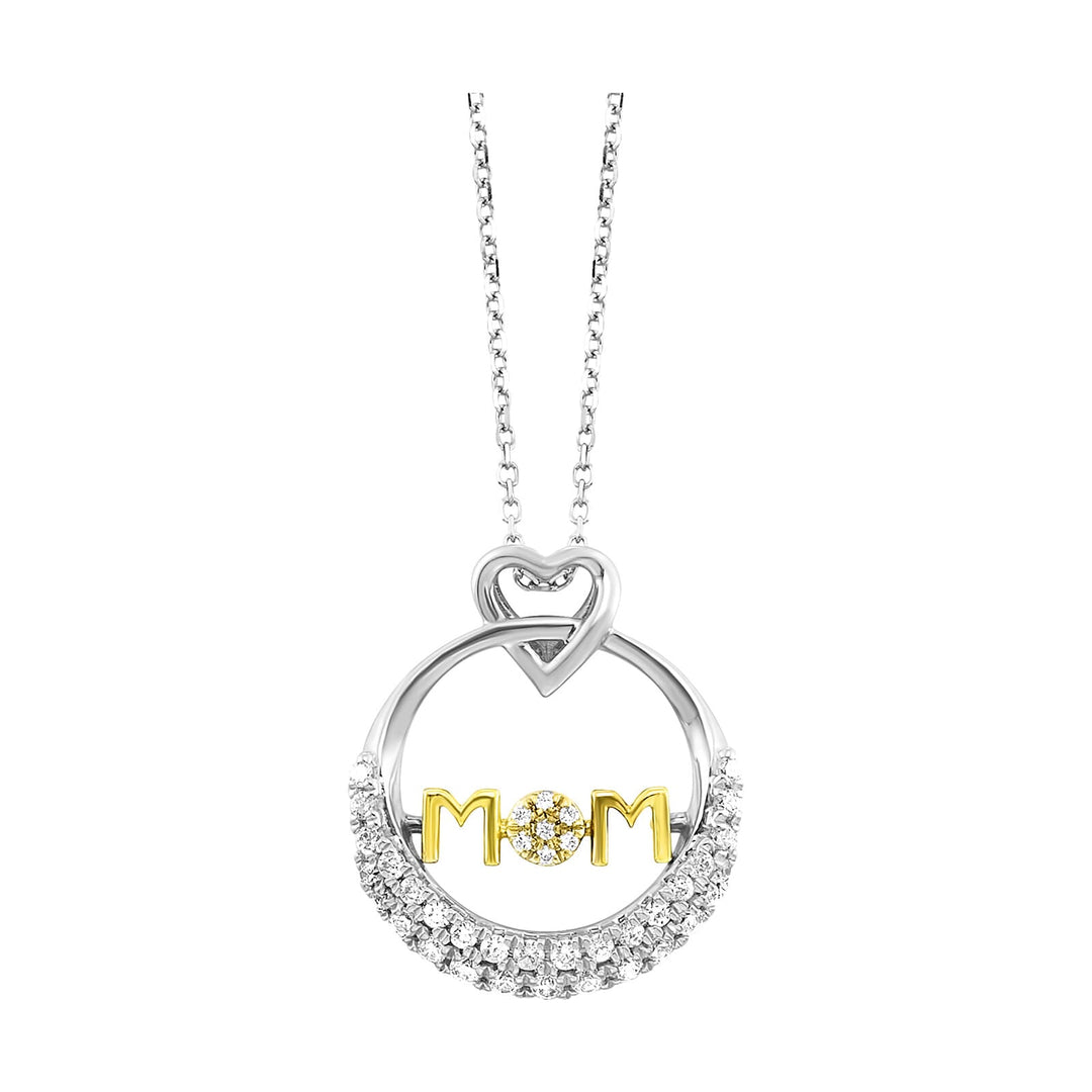 Gold Silver White Yellow Diamond 1/5Ctw Pendant