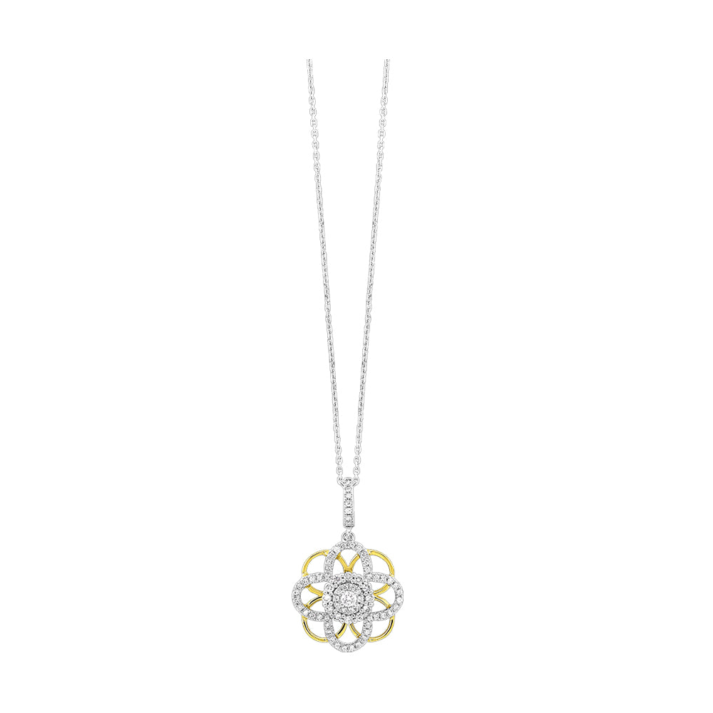 14Kt White Yellow Gold Diamond 1/4Ctw Pendant