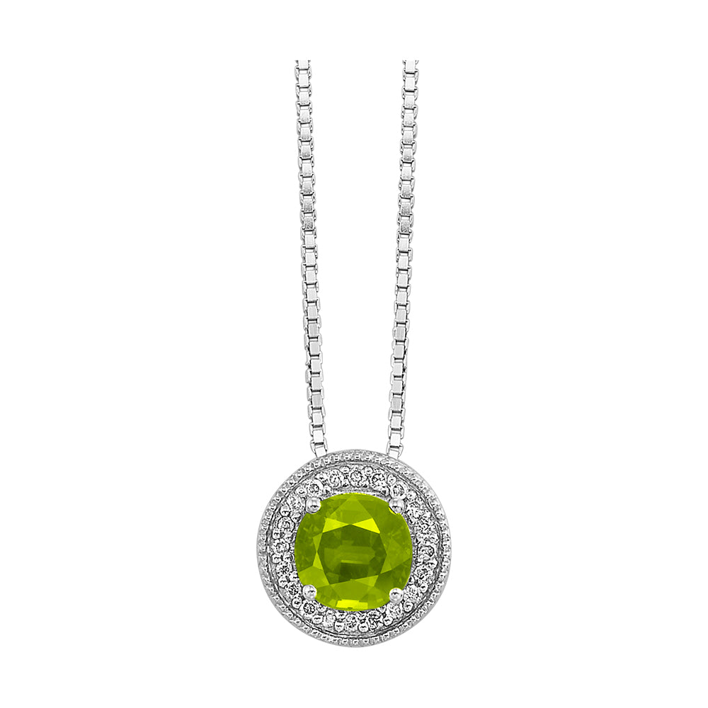 Silver Diamond 1/20Ctw & Peridot 1/2Ctw Pendant