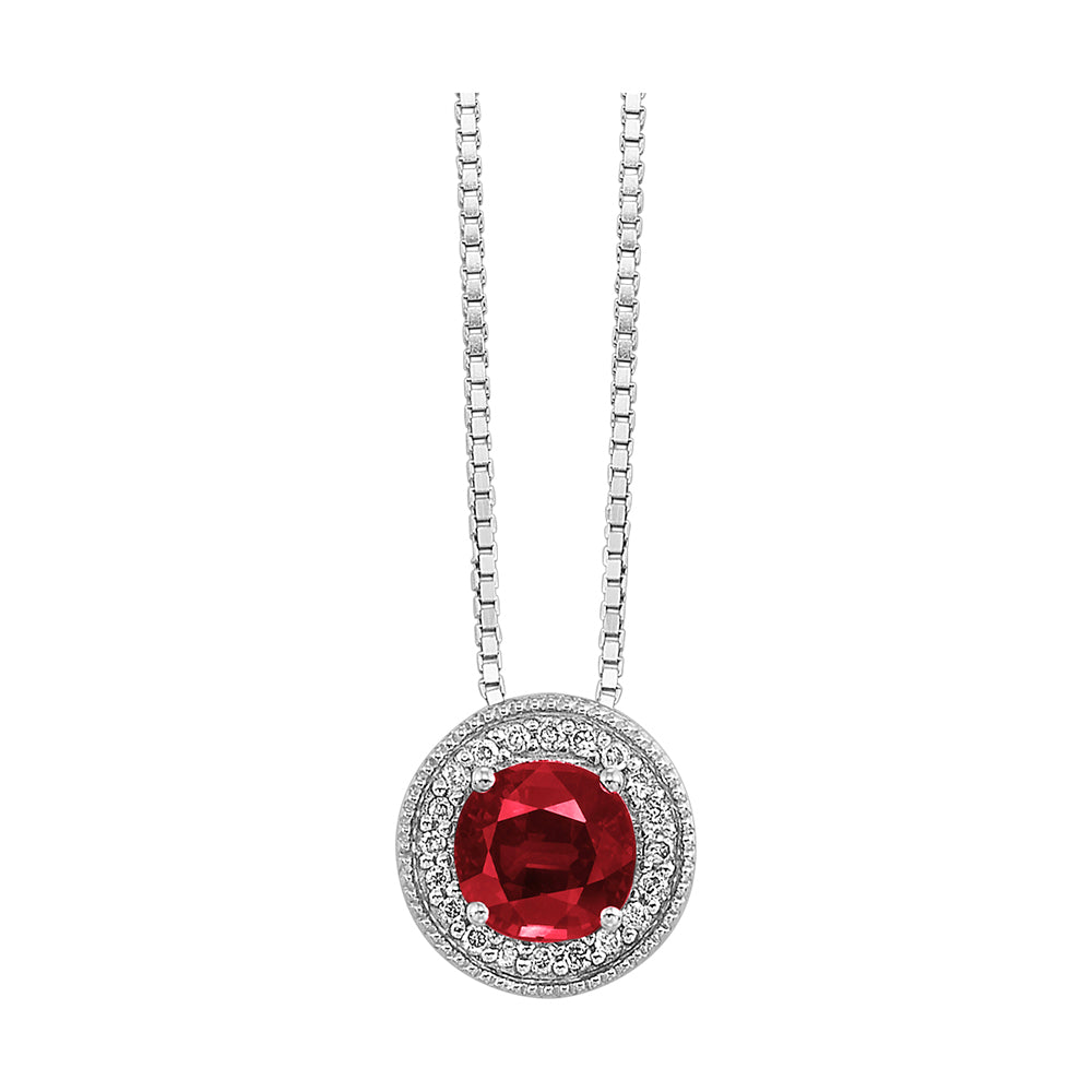Silver Diamond 1/20Ctw & Garnet 1/2Ctw Pendant
