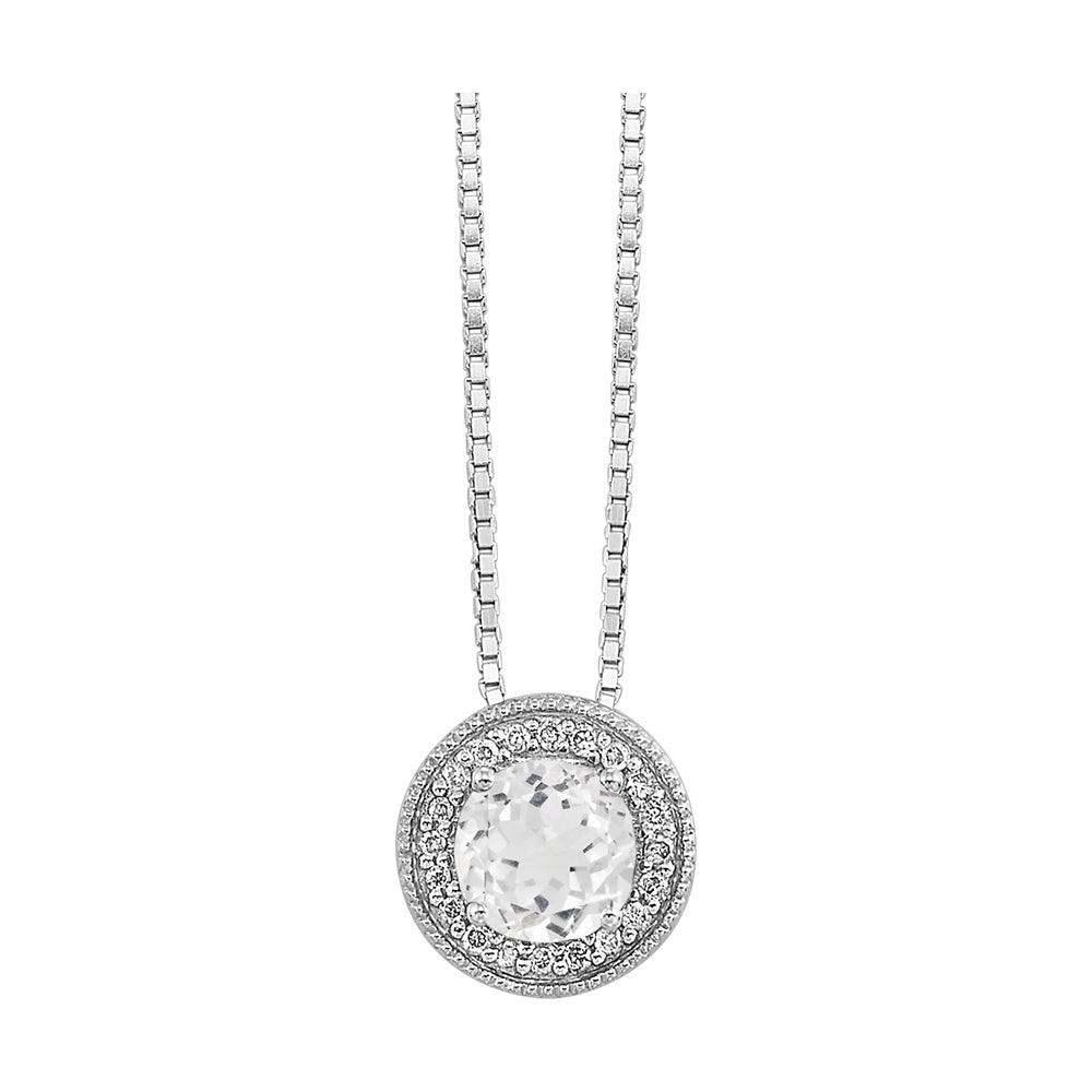 Silver Diamond 1/20Ctw & White Topaz 1/2Ctw Pendant