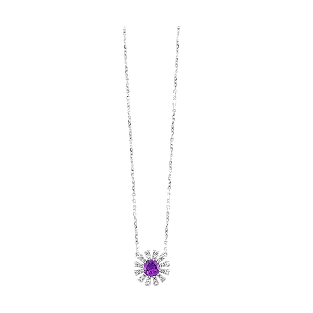 10Kt White Gold Diamond 1/15Ctw & Amethyst 1/2Ctw Pendant