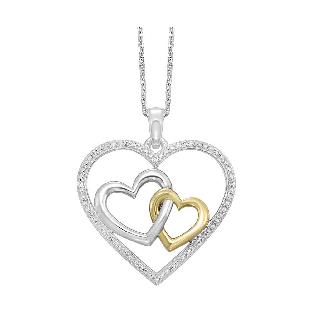 Gold Silver White Yellow Diamond 1/20Ctw Pendant