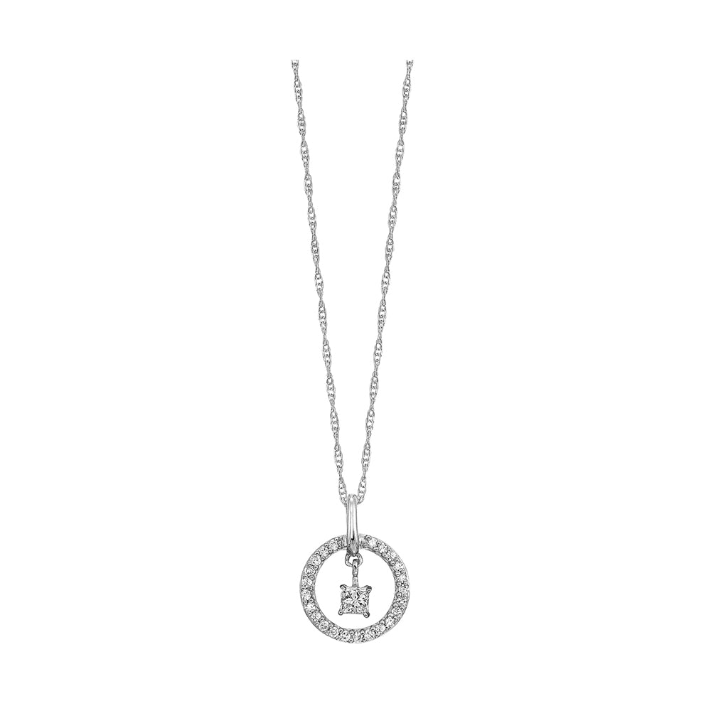 10Kt White Gold Diamond 1/5Ctw Pendant