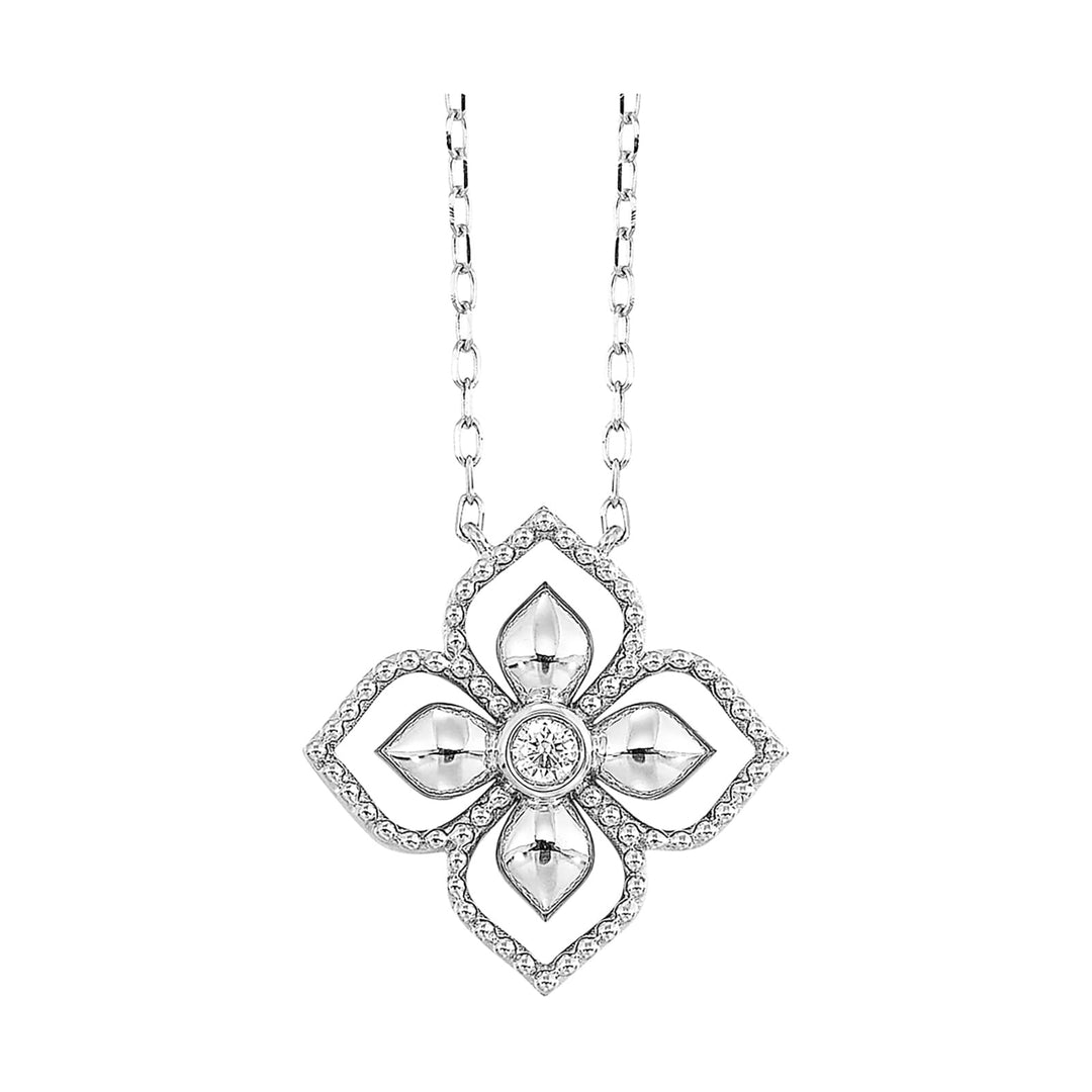 14Kt White Gold Diamond 1/25Ctw Pendant