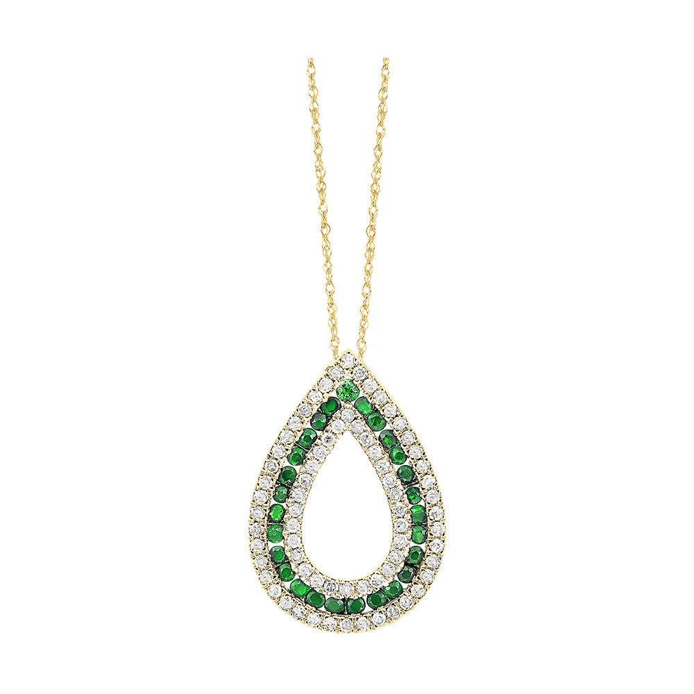 14Kt Yellow Gold Diamond 1/2Ctw & Emerald 5/6Ctw Pendant