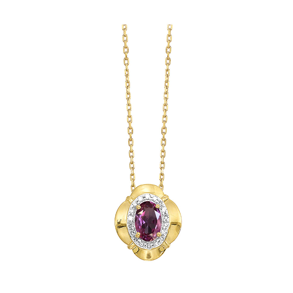 10Kt Yellow Gold Diamond 1/15Ctw & Syn Alexandrite 1/2Ctw Pendant