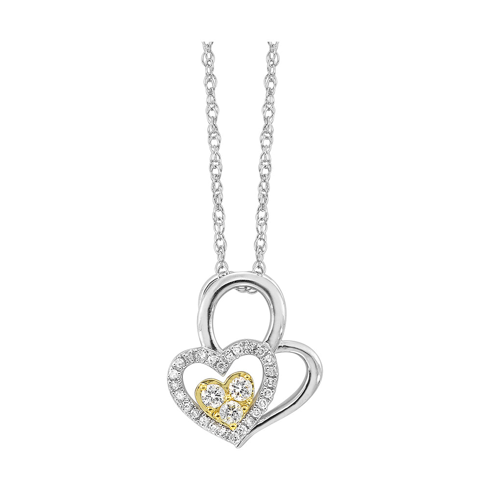 Gold Silver White Yellow Diamond 1/5Ctw Pendant