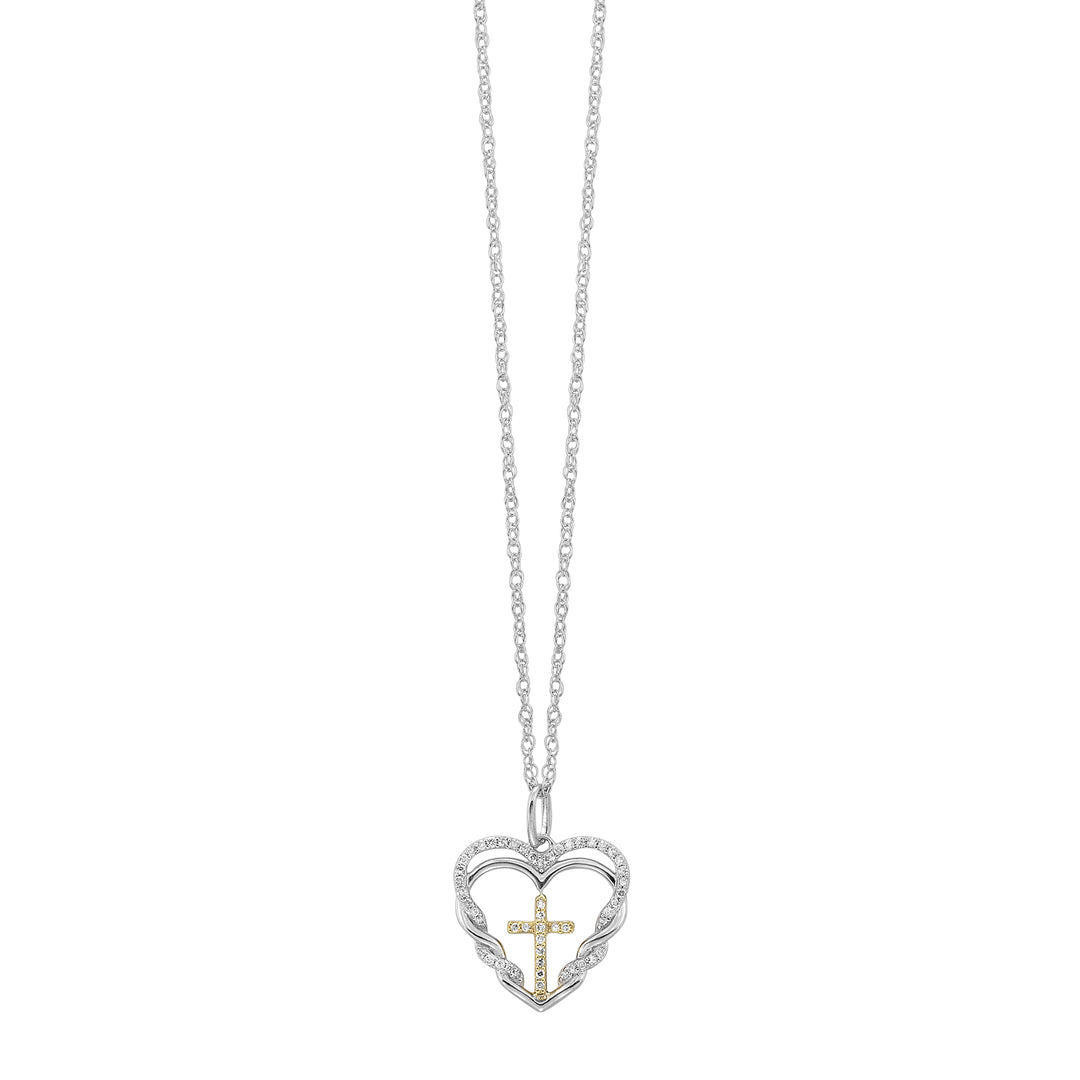 Gold Silver White Yellow Diamond 1/7Ctw Pendant